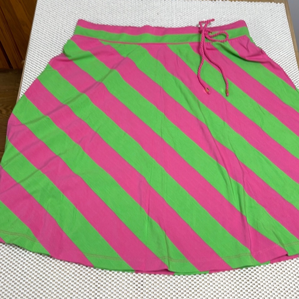 Vintage Lilly Pulitzer Preppy Green and Pink Striped Skirt - Sz L